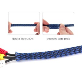 Olirexd Black-Blue PET Expandable Sleeving Cord Protector Wire Loom Tubing Cable Slee...