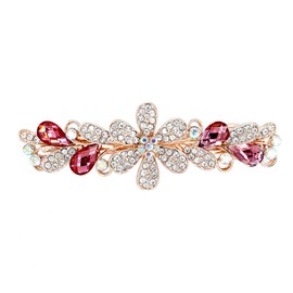 yangzerang Rhinestone Flower Hair Clip Pin Crystal Hair Barrettes Sparkly French Barrettes Pin Makeup Hair Clips Glitter Hair Clips Accessories for Women Girl