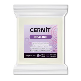 Cernit CE0880250010C Block Modelling Clay (Polymer) Opaline, Semi Translucent, Oven Hardening, Ready to Use, 250 g, Ideal for DIY, Jewellery & Figures, for Beginners and Hobby Artists, White, Pack of