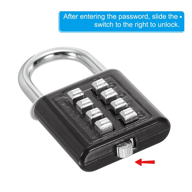 PATIKIL 8 Digit Button Combination Padlock, 4 Position Locking Mechanism