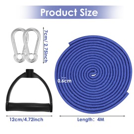 Sledge Rope, 4 m Sledge Cord, Sledge Rope with Handle, Sledge Rope, Rope for Sledge, Rope with Carabiner 4 m for Sledges, Inflatable Boats, Sports Equipment (Blue)