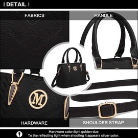 Miss Lulu Handbag for Women, Woven and Chevron Pattern, M Logo on the Front, Top Handle or Shoulder Bag, Golden Hardware