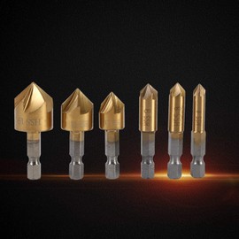 Deburring Tools Counter Sink Drill Bits Sets Hhs 6Pcs Hss Chamfer Countersink 1 4 Hex Shank 90 Degree Wood Chamfering Cutter 6Mm 19Mm