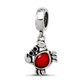 JewelryWeb 2.46mm 925 Sterling Silver Reflections Crystal and Enamel Crab Dangle Bead Charm Pendant Necklace for Women