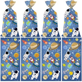 YQWIN 100Pcs Outer Space Party Bags Outer Space Party Decorations Space Candy Bags Space Goodie Bags Space Party Favor Bags Outer Space Cellophane Bags Galaxy Theme Cellophane Party Favors Bags