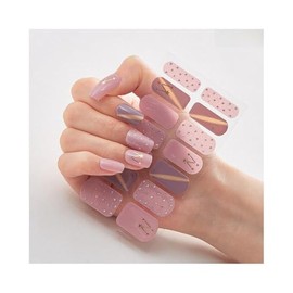 Generic 14Pcs Pink Galaxy Stars Glitter Spot Negative Space Nail Wrap Sticker Dq3 014 Nail Wraps Stickers Manicure Supplies for Women Nails Full Long Lasting Easy Apply and Remove