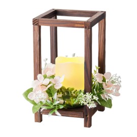 Set 10 Brown Wooden Wedding Lanterns 30-Piece Centerpiece 10 Candle Holders 10 Flameless LED Candles 10 Decor Table DecorationsQuantity: 30 pcs, color: Brown Color