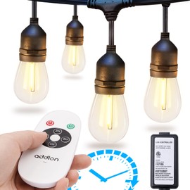 addlon Outdoor String Lights Timer Control, 48FT LED Patio Lights with Edison Vintage Shatterproof Bulbs and Commercial Grade Weatherproof Strand - ETL Listed Heavy-Duty Decorative Lights