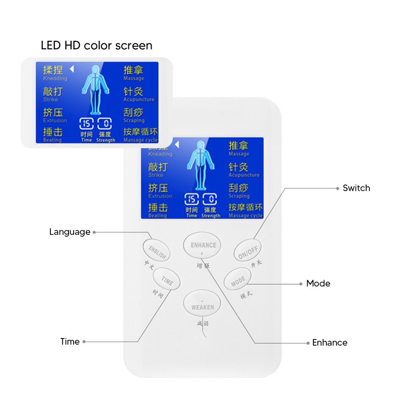 Dual Output Muscle Stimulating Machine Multifunctional Rechargeable Electronic Pulse Massager