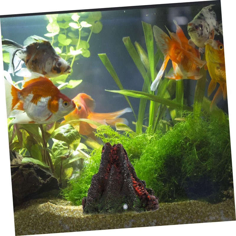 Kisangel 1Pc Pneumatic Volcano Decoration for Fish Tank Resin Aquarium