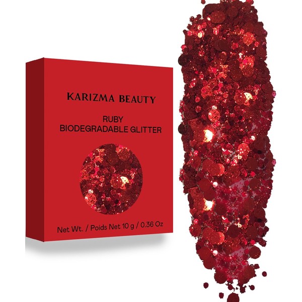 Ruby Biodegradable Chunky Glitter // Karizma Beauty Red Bio Glitter