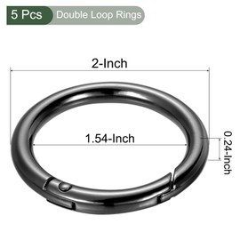 YOKIVE 5 Pcs Spring O Rings, Zinc Alloy Gate O Ring Round Snap Clip | Organizing Accessory, Great for Keyring Buckle Purse Handbag (Black, 1.1-Inch)