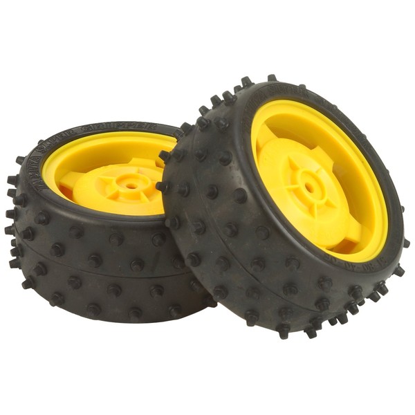 Tamiya 309400239 Buggy Tyres and Wheel Rims 5 Star 80/32 (2), Yellow