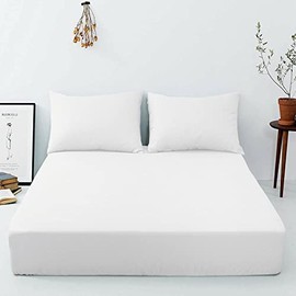 SeventhStitch Extra Deep 16” / 40cm Fitted Sheet 100% Egyptian Cotton 600 Thread Count Luxury Hotel Quality Soft Sateen Bed Sheets Double King Super King Size (Double, White)