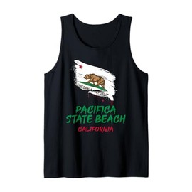 Pacifica State Beach California Paint Splatter Flag Vacation Tank Top