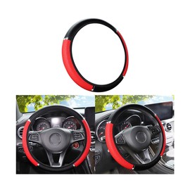 TNAIYH Car Steering Wheel Cover, PU Leather Elastic Vehicle Steering Wheel Protector, 14.5-15 Inches Non Slip Automotive Interior Steering Wheel Accessories, Universal Fit (Red)