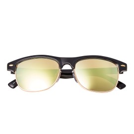 Ultra Children's Round Half Frame Sunglasses UV400 Retro Classic Half Frame Boys Girls, Black Frame, Gold Lenses