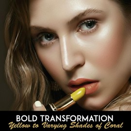 L'Paige pH Color-Changing Lipstick and Lip Stain – Yellow to Coral Pink Transformation, Temperature Sensitive Satin Finish, Aloe Vera Infused, Long-Lasting Moisturizing Hydrating Lip Color, Shade LYW