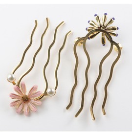 EZ PEACH DE Hair Comb, Rakuchin, Cantan, Hair Arrangement, Recommended for Beginners, Flowers, Pearl, Barrette, Crystal, Evening Roll Comb (WHITE)
