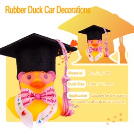 CoFuBcad Graduation Duck Car Dashboard Decoration, Rubber Duck Car Ornament with Mini Graduation Hat Sash Bow Glasses (2 Inch,H20)