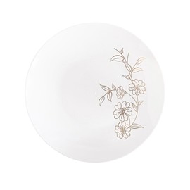 EcoQuality 7" inch Round White Plastic Plates with Gold Primrose Design - Disposable China Like Party Plates, Heavy Duty Dessert Plates, Salad Plate, Dinners, Wedding, Serveware (30)