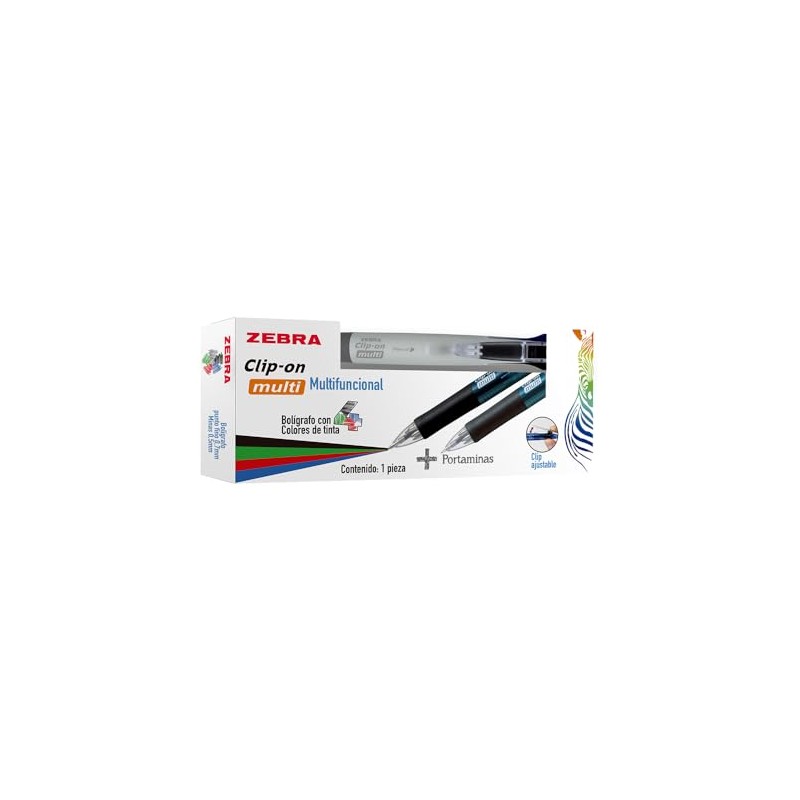Zebra Bolígrafo Multifuncional Clip On Multi 4 Tintas + Portaminas