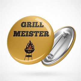 Hellweg Druckerei Button Badge Grill Master Barbecue BBQ Fire Badge Gift Idea Badge Pin, Metal