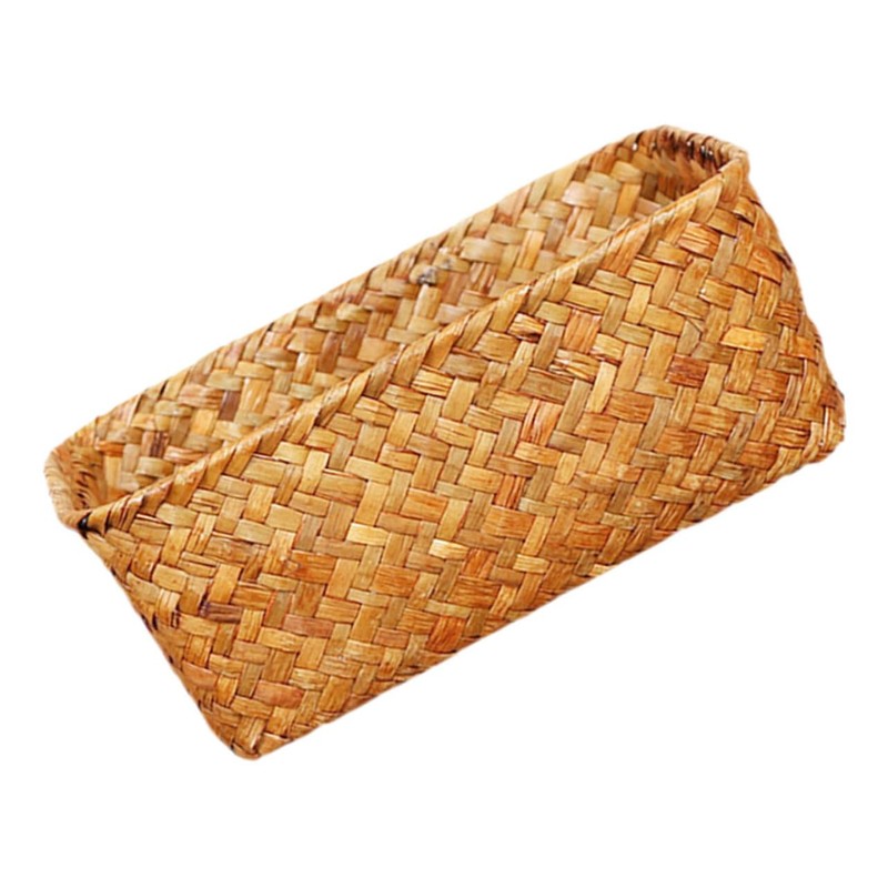 Sosoport Hand Woven Seagrass Storage Basket Desktop Sundry Organizer for