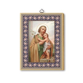 Fratelli Bonella | Sacred Image on Poplar MDF Wood 6mm Saint Joseph and Child Jesus Made in Italy