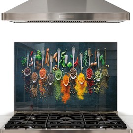 DAIFURONGE Tempered Glass Backsplash For Kitchen Behind Stove,Spice Stove Backsplash Top Cover,Easy to Clean Glass Splashback, Sink Cover Splash Guard,Home Kitchen Wall Decor (Art Deco 1, 30"x20"(76.2x50.8cm))