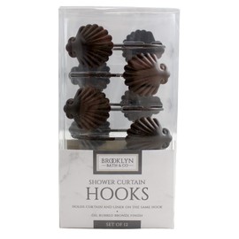 Seashell Shower Curtain Hooks Rings Hangers Set of 12 Chrome Rustproof (Bronze)