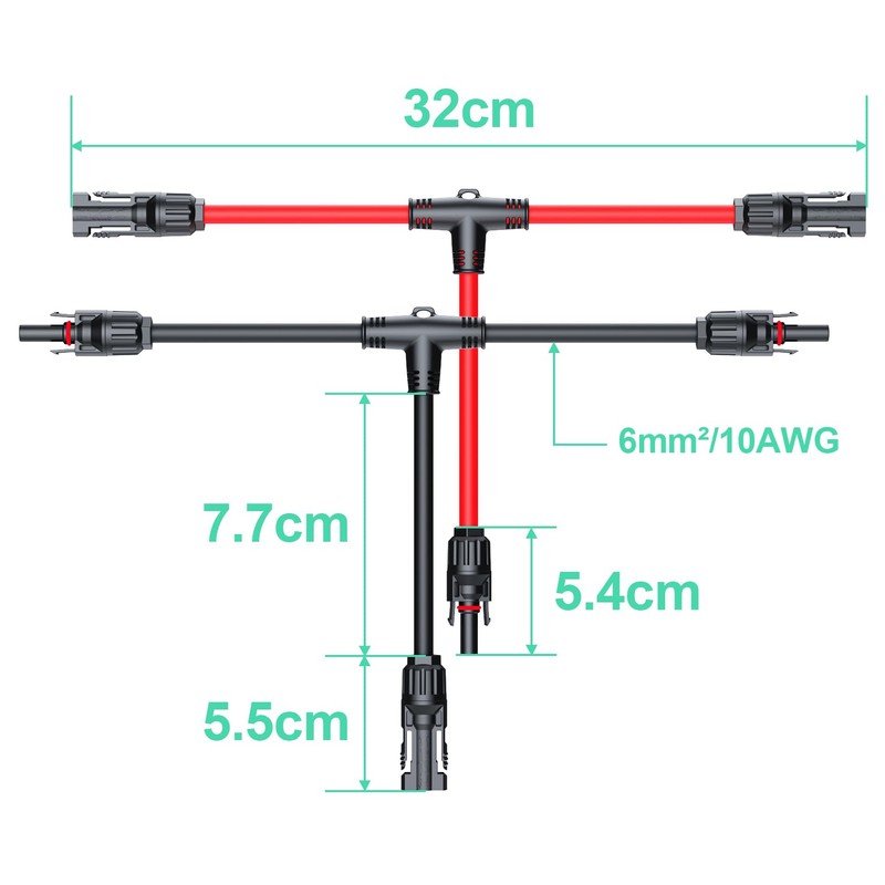 Maoligo Tool-free Solar Connector 6 mm² T-Solar Cable Adapter for
