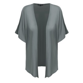 Urban CoCo Women's Lightweight Short Sleeve Kimono Cardigan Casual Dolman Coat Loose Cover Ups (Deep Grey, M)