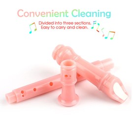 Mr.Power German Style C Key Soprano Recorder 8-Hole 3 Piece Music Musical Instruments for Beginners, Adults with Fingering Chart Cleaning Kit (Pink)