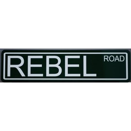 Rebel Road Metal Street Sign 6X24 Compatible with Dodge Ram Motorcycyle Heavy Metal Rockabilly Dukes of Hazzard Moonshine Idol Bar Garage Man Cave Restaurant Shop Home Office Novelty Wall Art Gift
