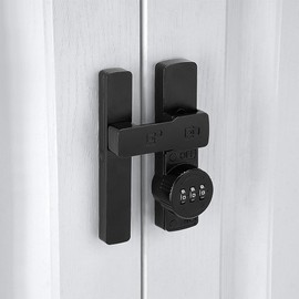 INIRET 2 Packs Black 180 Degree Barn Door Lock,Mechanical Password Lock,Flip Latch with Combination,3 Digit Password Keyless,Protect Privacy,for Cabinets,Windows,Garden,Bathroom,and Sliding Door