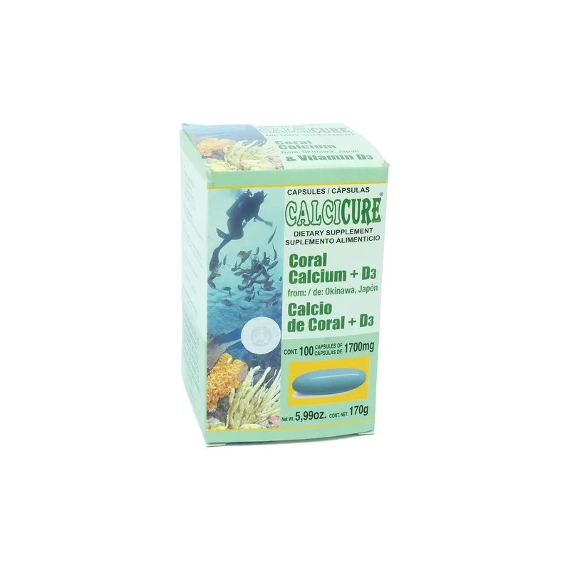 Calcio Coral Okinawa Vitamina D3 Calcicure 100 Capsulas