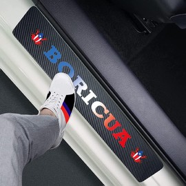 Set of 4 Puerto Rican Coqui Carbon Fiber Car Door Sill Protectors - Decorative Entry Guard Scratch Pad Film for Auto, Truck, SUV Front/Rear Doors (Puerto Rican Coqui)