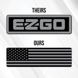 EZ-GO TXT Decal Badge Replacement Emblem for EZ-GO TXT Golf Cart - American Flag - Patriotic USA Design - Black & Grey - Made in The USA - Size 9.25" x 2.7"