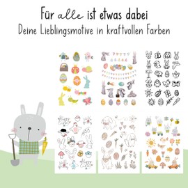 lila liebt dich® 120 trendy tattoos for children, Easter, children's tattoos, skin-friendly and dermatologically tested, Easter gifts for children