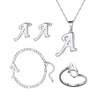 4 Pack Stainless Steel Initial A Necklace for Women Letter
