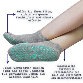 HYCLES Yoga Socks Non-Slip Socks Women's 4 Pairs Yoga, Pilates, Barre, Dance, Ballet, Trampoline, Hospital 35-43, 4#black+grey+natural yellow+blue