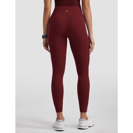 POPVIOLET Womens High Waisted Scrub Leggings 25" - 5 Pockets Drawstring Yoga Scrub Pants Medical Bottoms Stretch Soft Burgundy X-Small