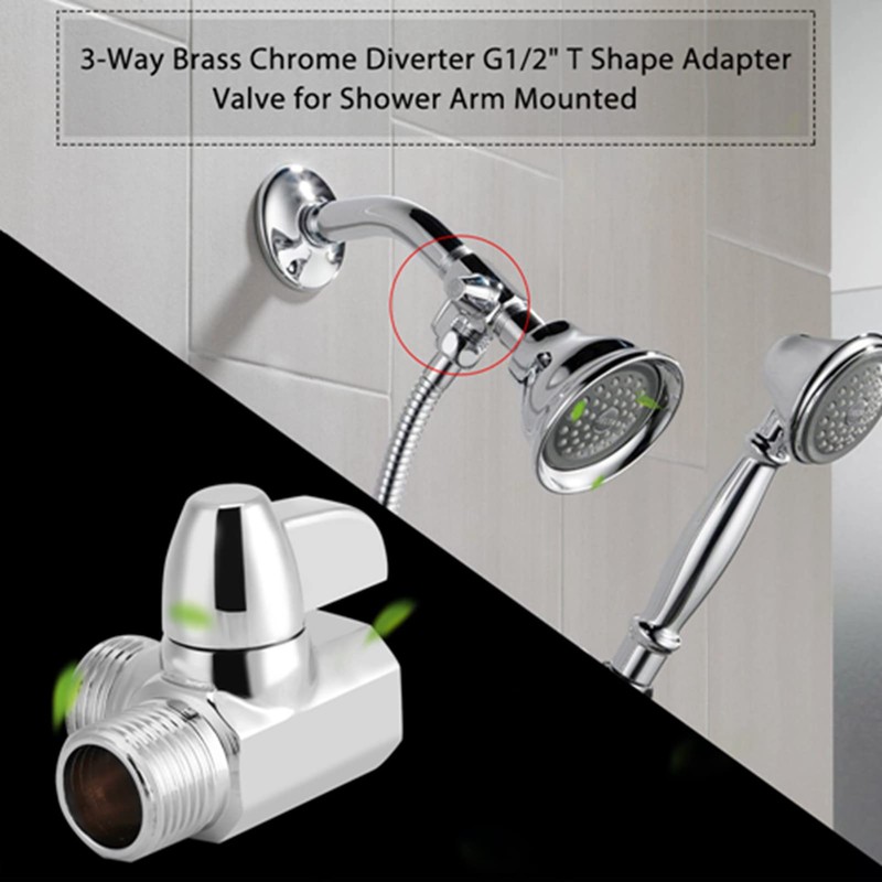 Válvula Desviadora de Cabezal de Ducha G1/2", Válvula Adaptadora en