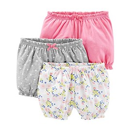 Simple Joys by Carter's - Pantalones cortos de bebé para niña, paquete de 3, rosa/gris, floral, 6-9 meses