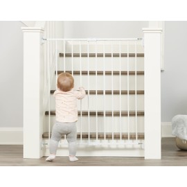 Regalo 2-in-1 Extra Tall Easy Swing Stairway and Hallway Walk Through Baby Gate, White, 24" - 40.5" Wide