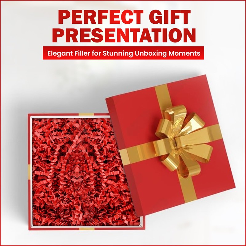 Shredded Crinkle ZigZag Kraft Paper, 200g, Red, for Gift Box
