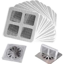 100 Disposable Floor Drain Sticker, 10x10cm Floor Drain Sticker Square, Shower Drain Hair Catcher Mesh Stickers, Drain Mesh Stickers, for Laundry Kitchen Sink Bathtubs Blocking Human pet Hair