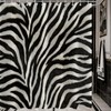 Black and White Abstract Zebra Print Shower Curtain for Bathroom