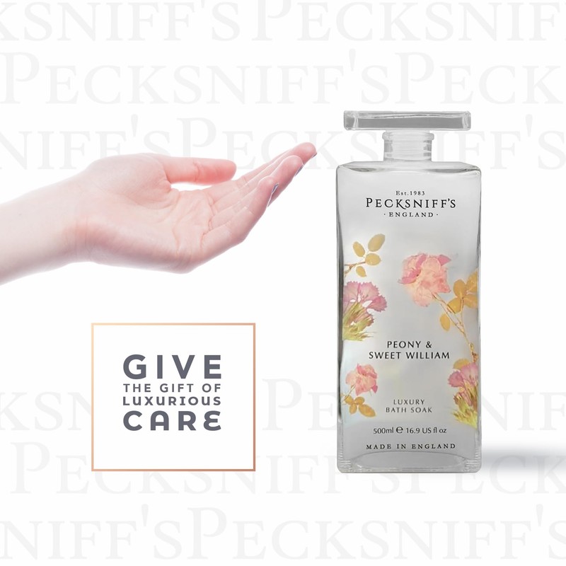 Pecksniff's Peony & Sweet William Bath Soak Decanter | 500ml/16.9